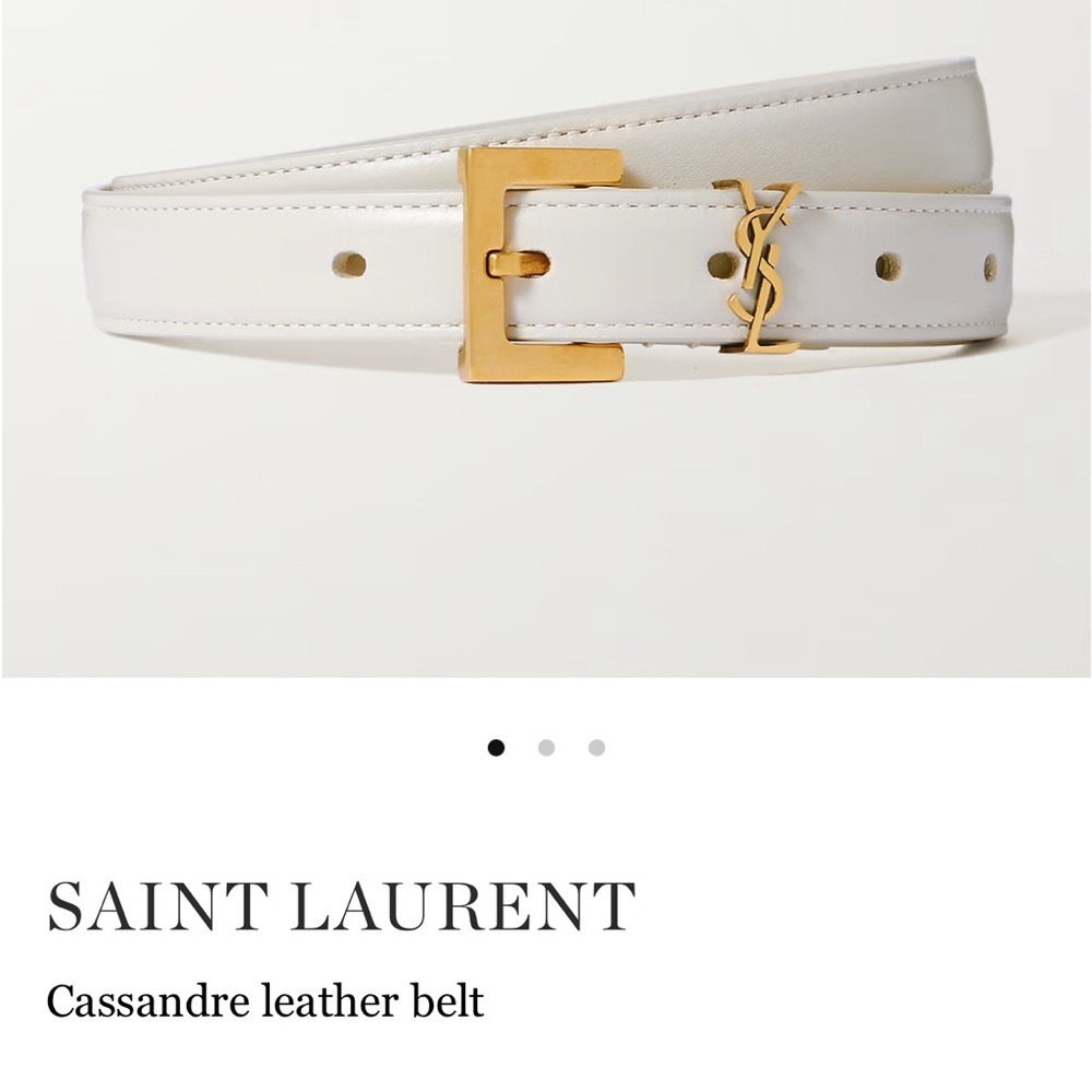 Saint Laurent Ivory Belt with Gold-Tone Buckle - Picture 6 of 10